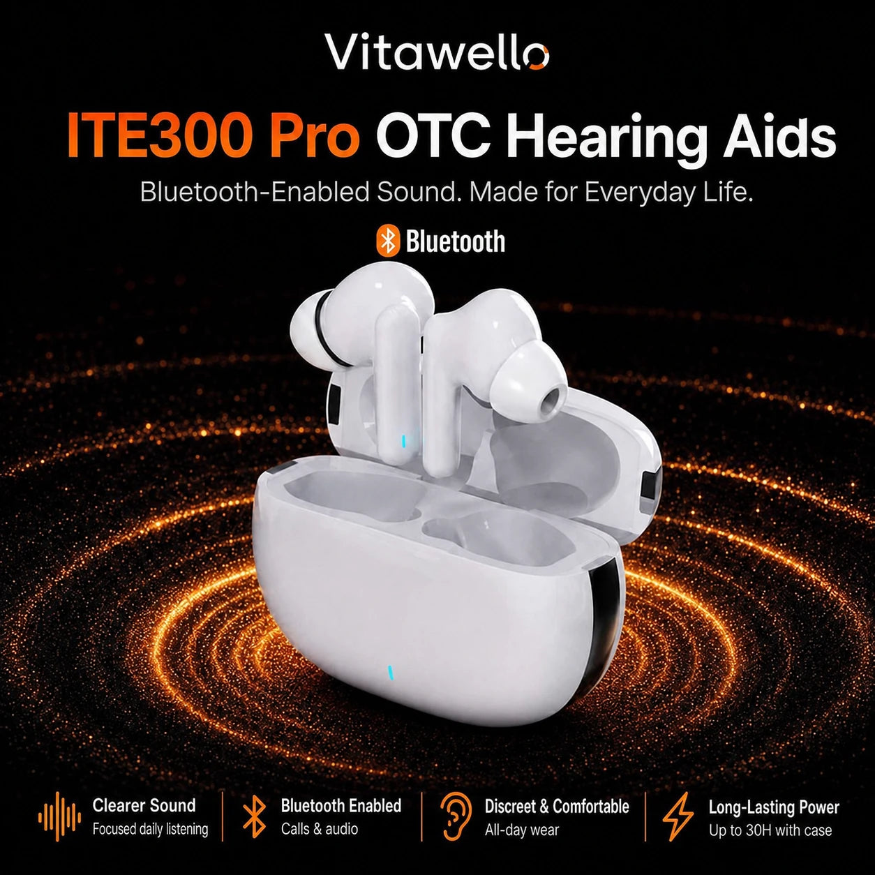 Vitawello ITE300 pro Rechargeable OTC Hearing Aids